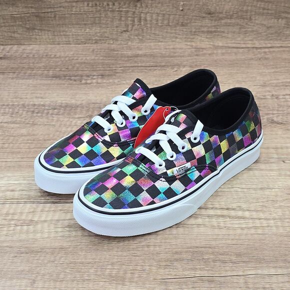 VANS Authentic Iridiscent Checkerboard Women's Sz 6.5 Black Multicolor Shoes NEW - Picture 9 of 9